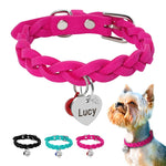 Suede Leather Personalized Dog Cat Collar Free Engraving